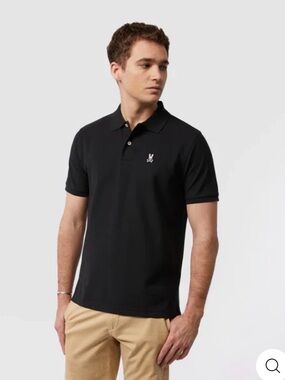 PSYCHO BUNNY CLASSIC PIQUE POLO SHIRT - Mens Size 3 XS - Black Preppy